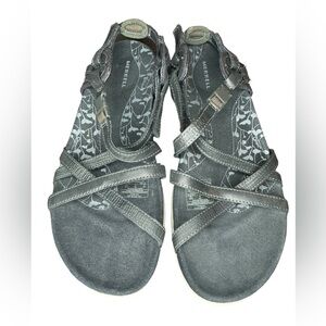 Merrell Jacardia Q-Form Leather Sandals Size 8 Black